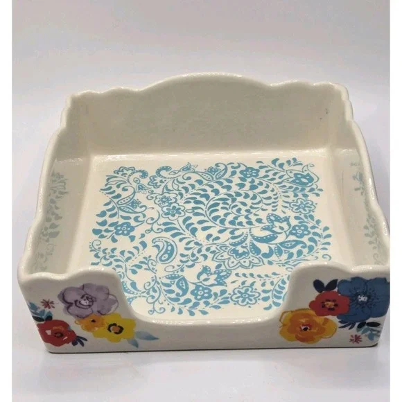 Pioneer Woman Flea Market Floral Collection Ceramic Napkin Tray Farmhouse EUC - Picture 1 of 8